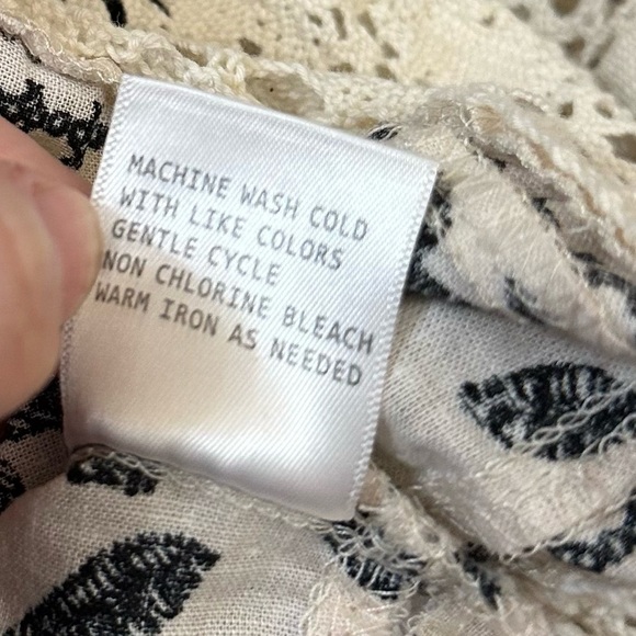 Christian Siriano Boho Linen Blend Crochet Trim Top Sz S - Picture 7 of 10